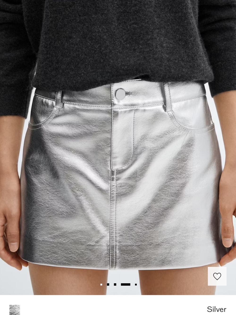 Mango Silver Metallic Mini Skirt